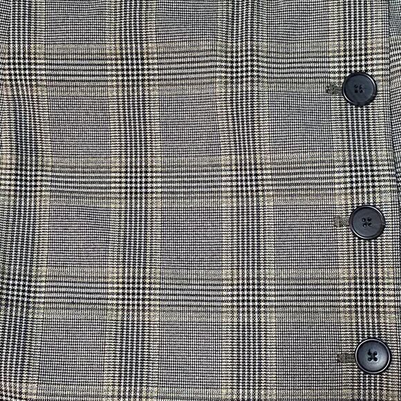 Uniqlo Side Button Checkered Wrap Skirt Gray Large Minimalist Preppy Academia - Picture 5 of 7